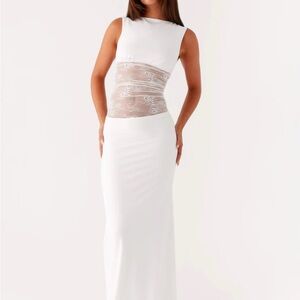 Peppermayo White Lace Maxi Dress